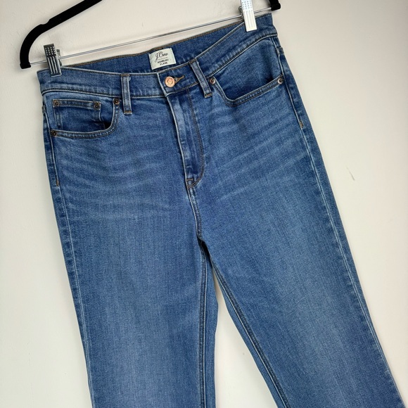 J. Crew Ashbury Flare Sz 29 High Rise Medium Wash Stretch Raw Hem - Picture 3 of 15